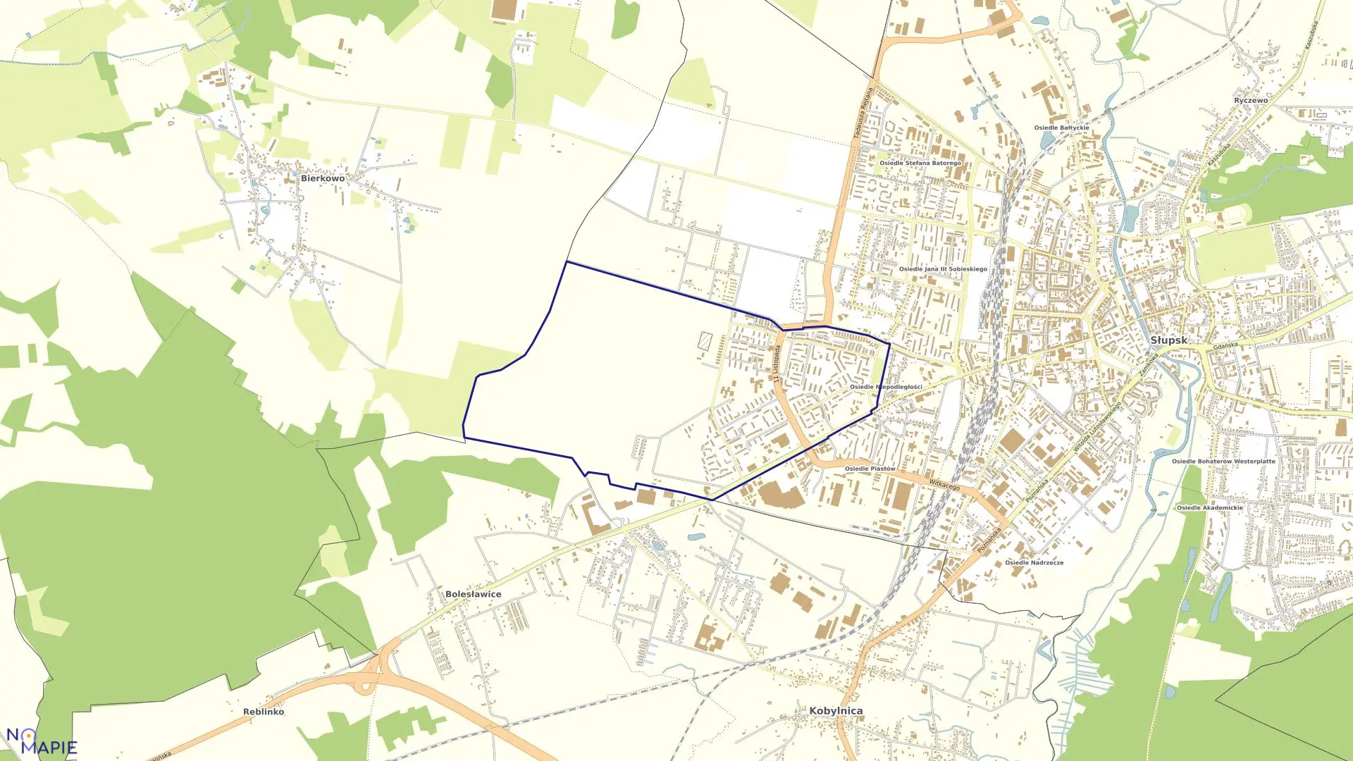 Mapa obrębu 10 w mieście Słupsk