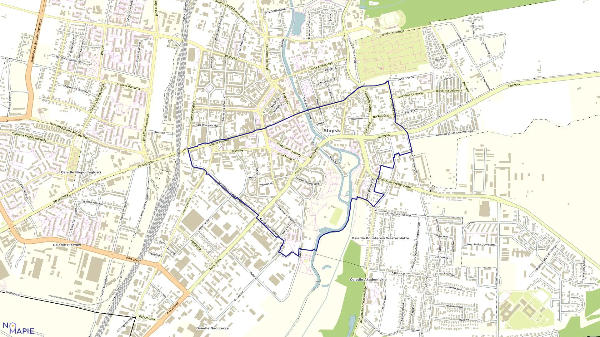 Mapa obrębu 13 w mieście Słupsk