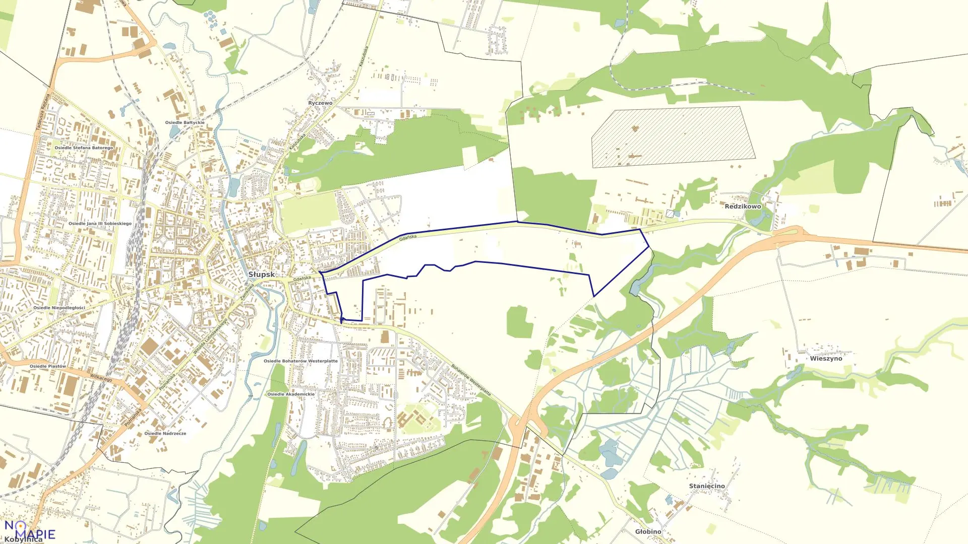 Mapa obrębu 15 w mieście Słupsk