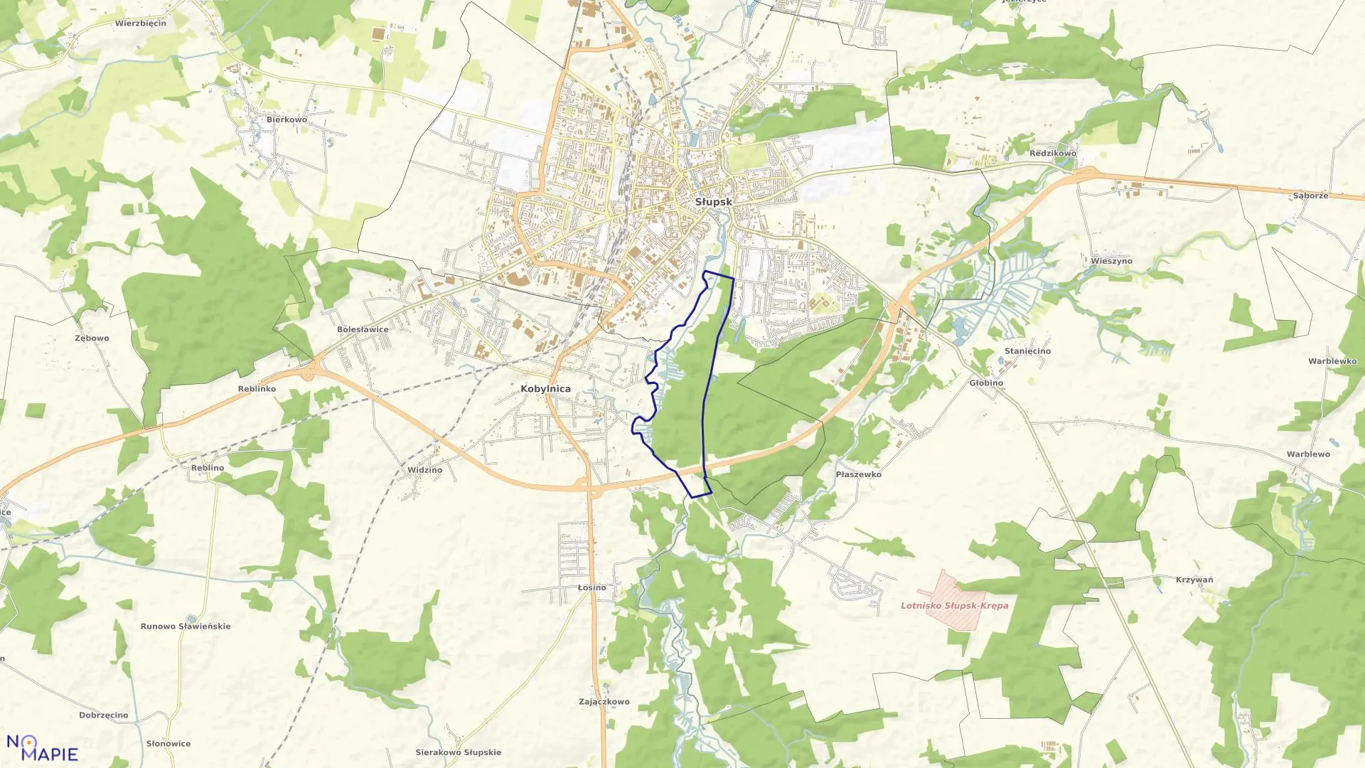 Mapa obrębu 19 w mieście Słupsk