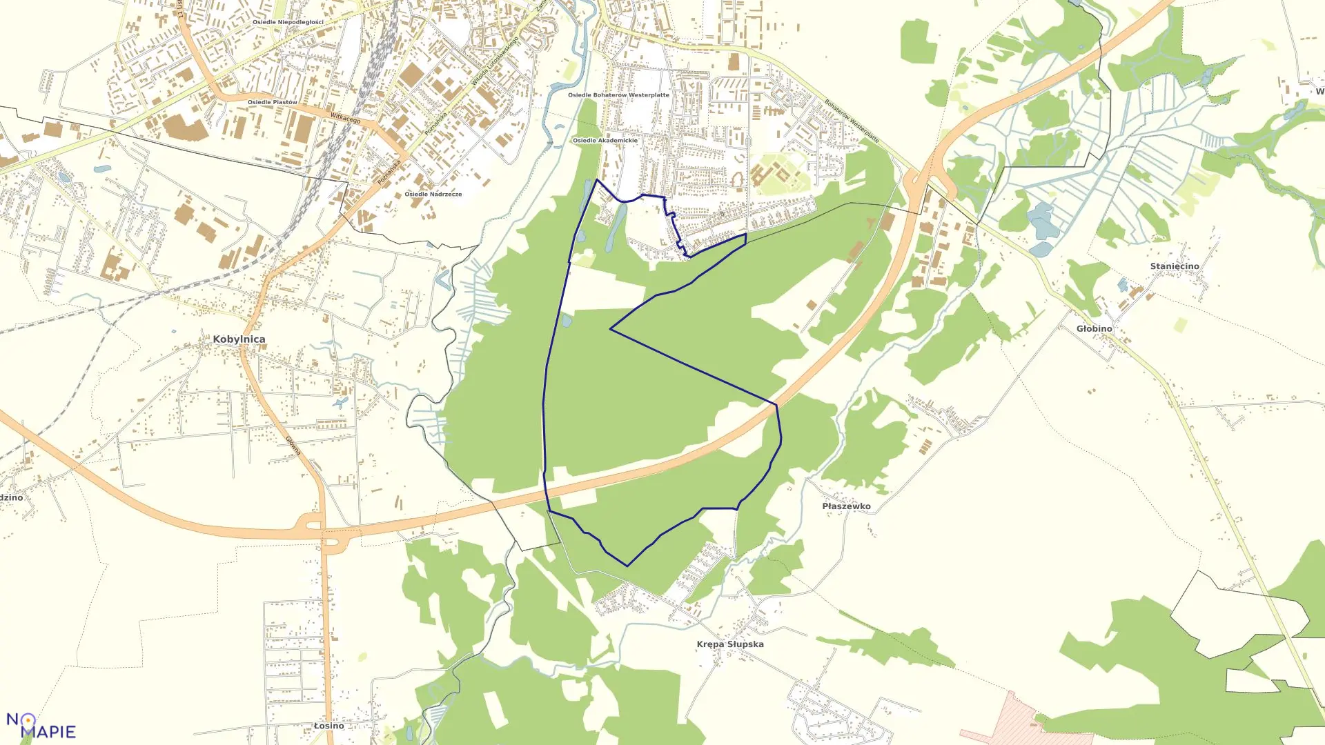 Mapa obrębu 20 w mieście Słupsk