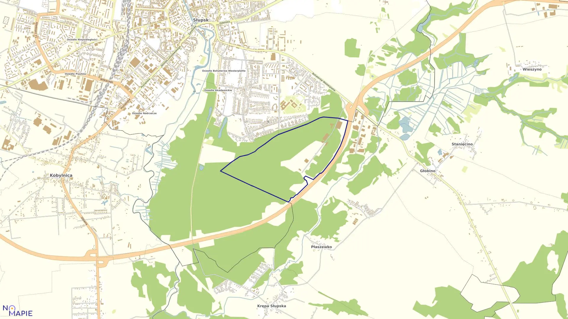 Mapa obrębu 21 w mieście Słupsk