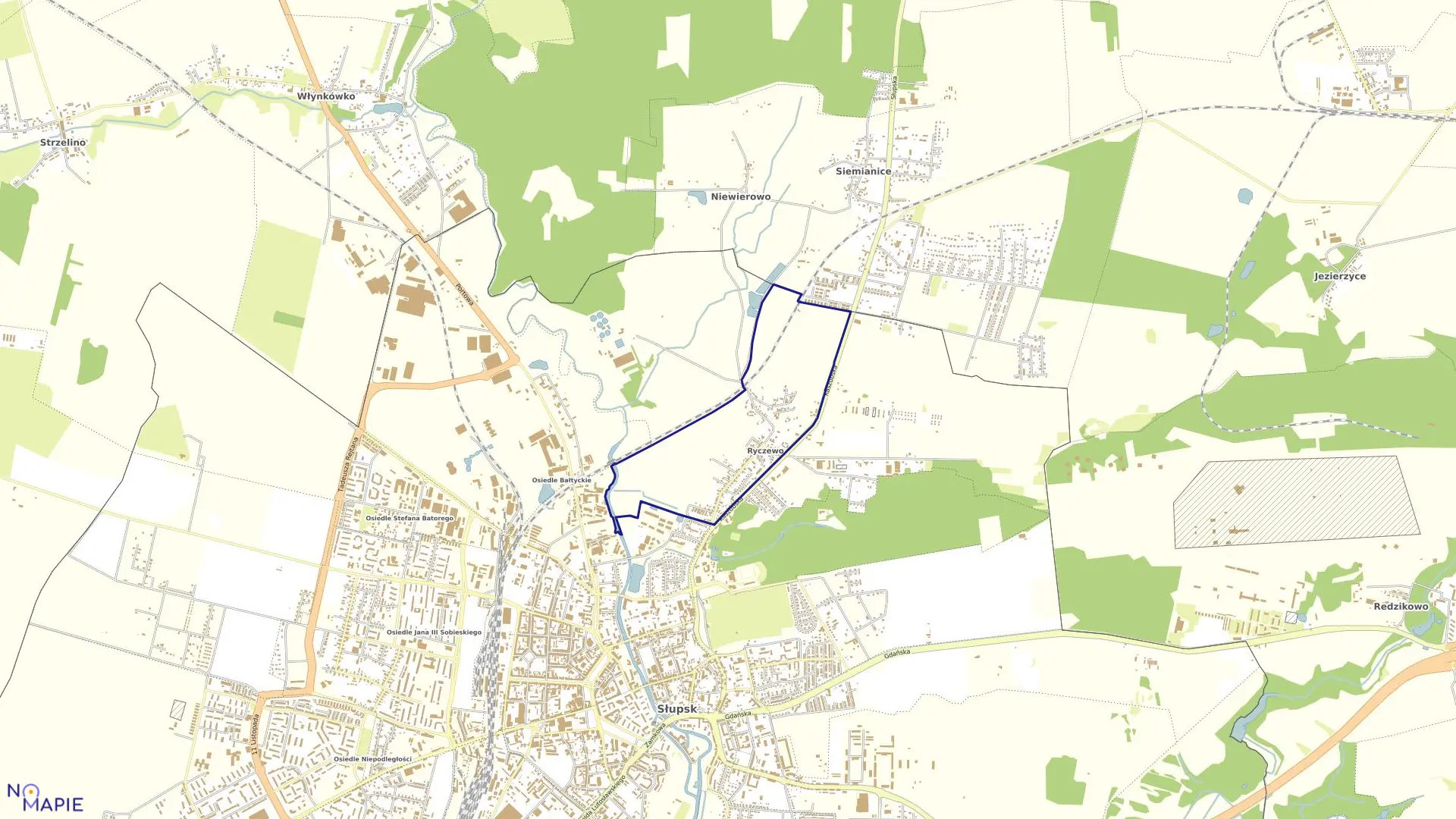 Mapa obrębu 3 w mieście Słupsk