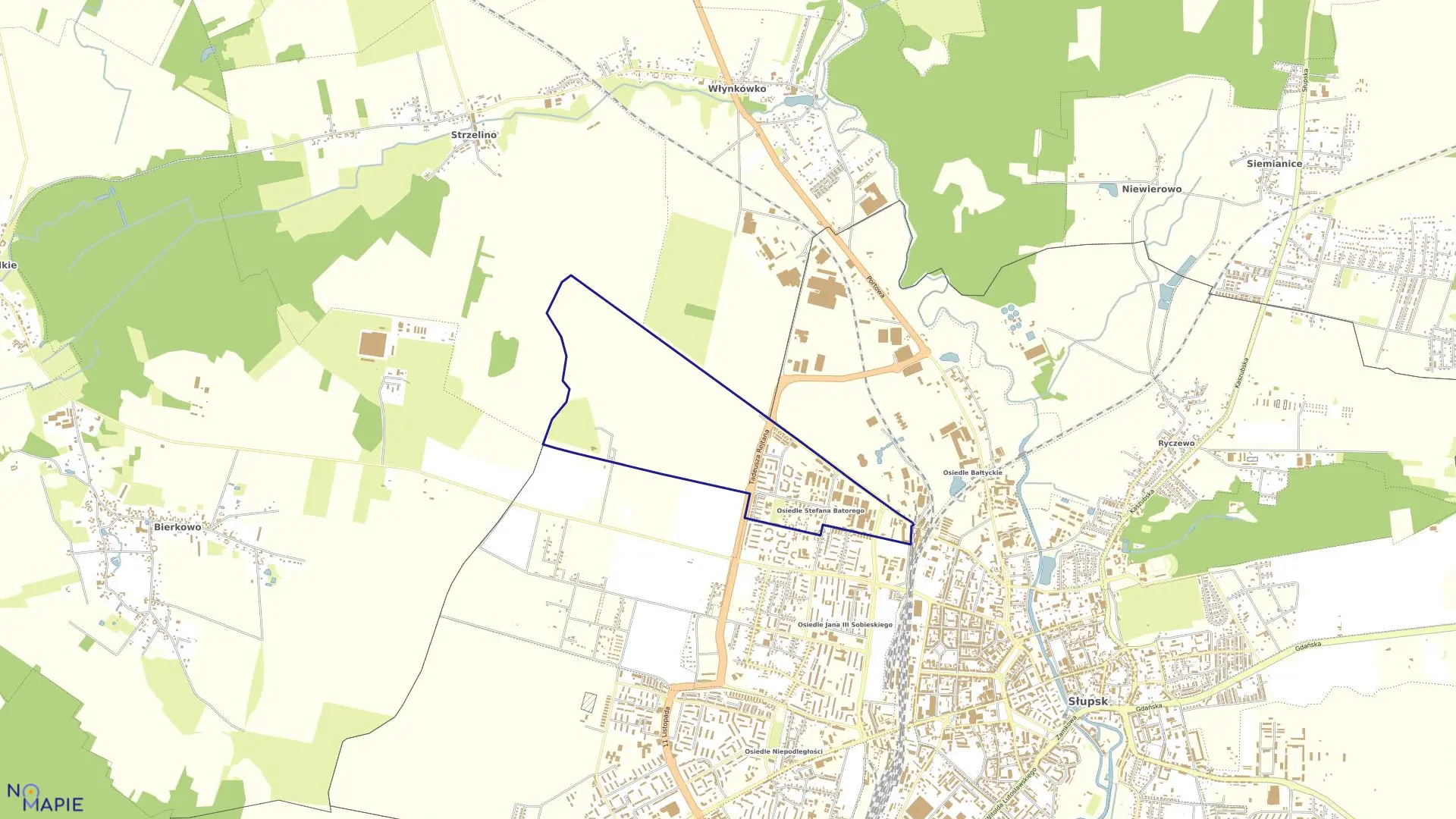 Mapa obrębu 7 w mieście Słupsk